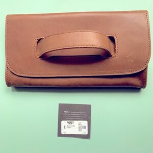 Able Mare Leather Clutch, color Whiskey. Slight patina.